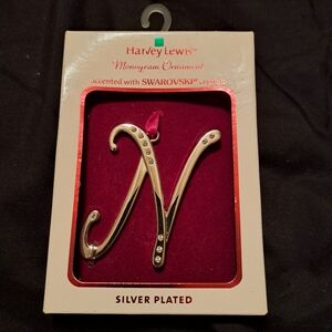 Harvey Lewis Silver Plated Monogram Ornament with Swarovski Crystals